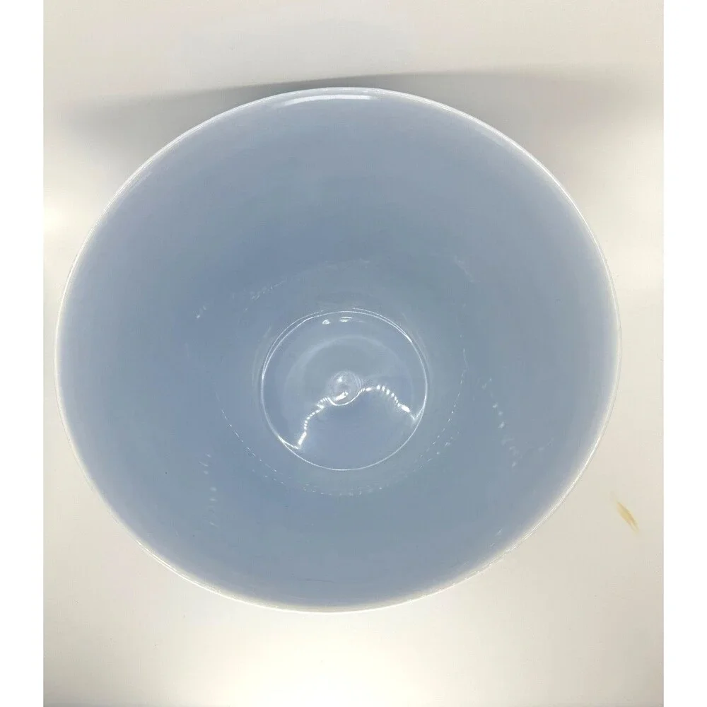Vintage Crate & Barrel Horizon Blue Ribbed Porcelain 9in Serving Salad Bowl EUC